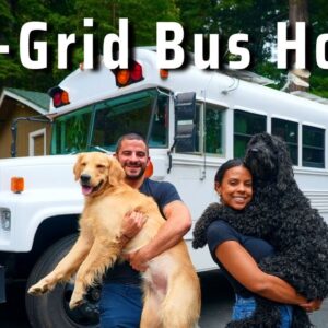 Digital Nomad Couple's DIY Off Grid School Bus Conversion Tiny House