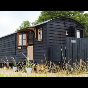 Amazing Romantic Black Mountain Shepherds Huts in a Cozy Pod