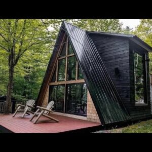 Incredibly Beautiful Black A-Frame with Modern Rustic Decor