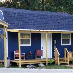 Simple Beautiful Blue Barn Tiny House in Texas