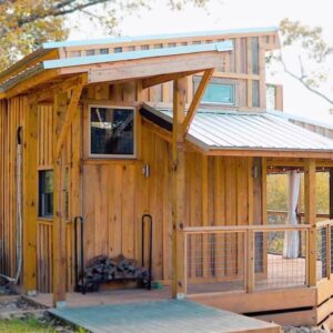 Possibly The Coziest Tiny House with A Covered Porch I’ve Ever Seen