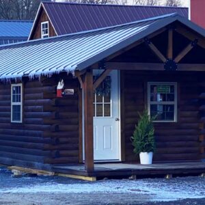 Really Nice Looking Porch Fully Decorated Real Log Sleeping Cabin Under $30K