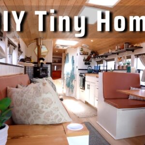 Couple built STUNNING Tiny Home Skoolie - under $40k during pandemic!