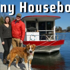 Couple live on renovated Tiny House Boat - 5 years & snowy winters!