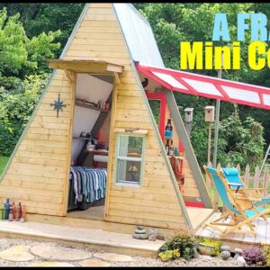 A FRAME CABIN Tiny House BUILD- w/ Swing Wall Build Tip!