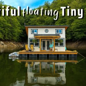 They live full-time in DIY Floating Tiny House - off grid & lovely!