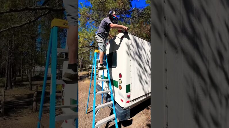 Shuttle Bus Conversion - roof prep