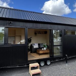 The MOST LUXURIOUS Long Black Design Tiny House with Gable Roof