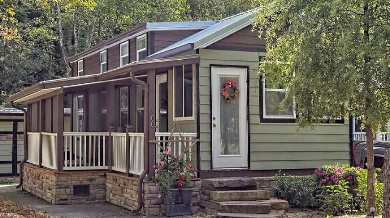 The Most Beautiful Park Model features Spacious Screened in Side Porch