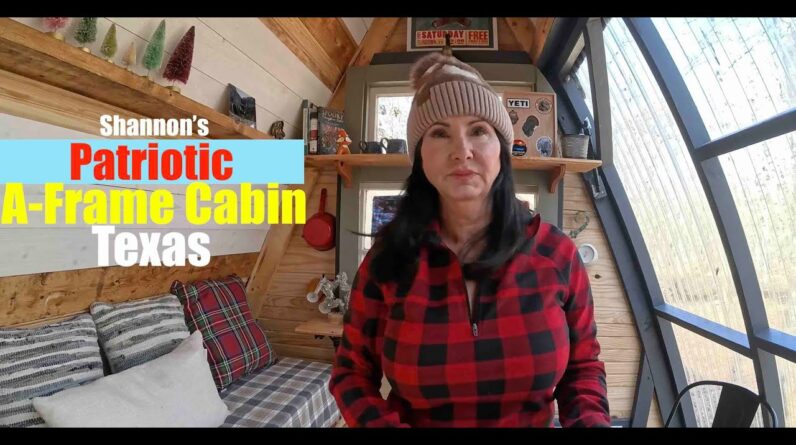 Woman Builds Patriotic A-Frame Cabin in Texas (Tiny House)